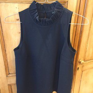 NWT J Crew Black Ruffle Neck Top - Small